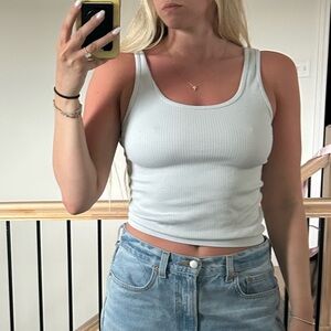 a new day Pale Blue Ribbed Scoop Tank